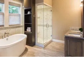Bathroom in Luxury Home: Bathtub and Shower